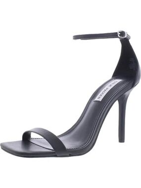 Shaye Black Leather Strappy Sandals, Steve Madden, US 6.5M